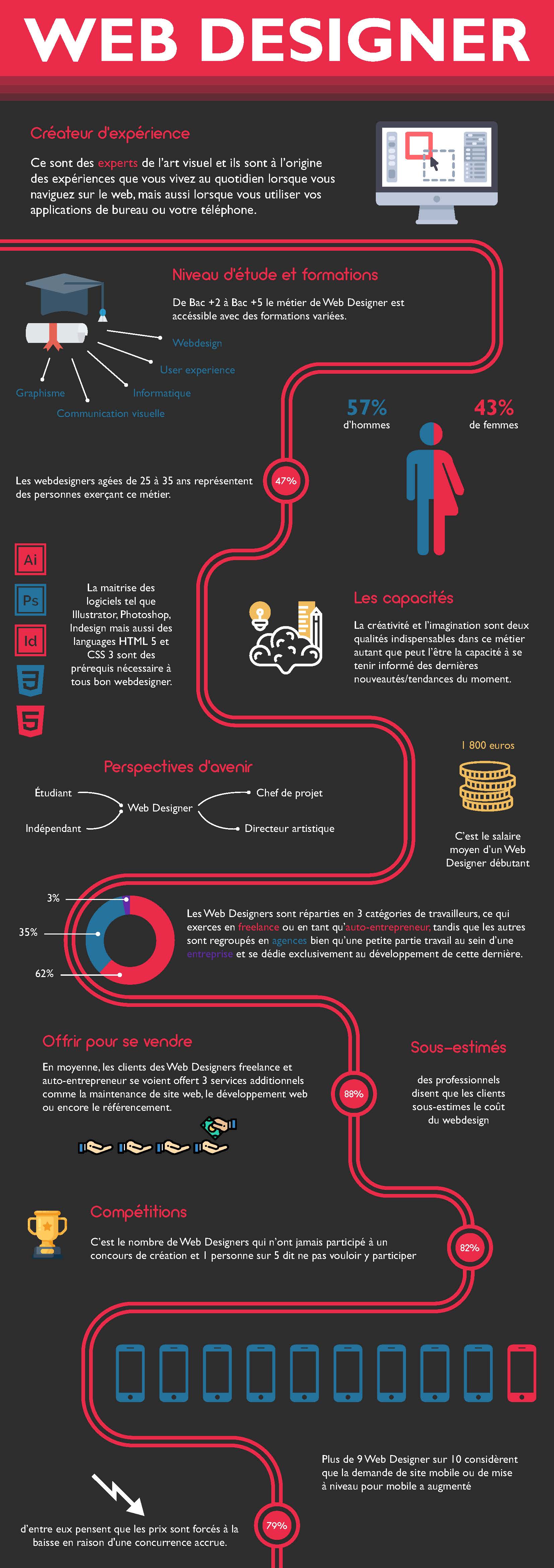 Infographie présentant les différents chiffre du métier de Web Designer